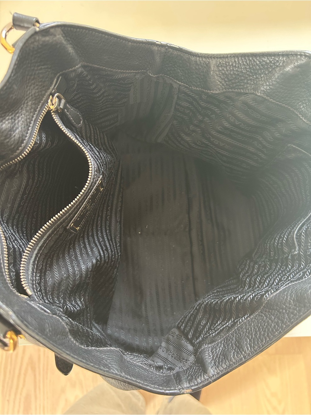 Prada Black Pebbled Leather Tote with Gold Hardware - Picture 7 of 14